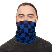 Black and Navy Blue Plaid Lightweight Neck Gaiter! 4 Sizes Available! Free Shipping! UPF +50! Great For All Outdoor Sports!