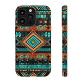 Turquoise Aztec Tough Cases! Cellphone Cases! Multiple Sizes Available! Apple iPhone, Samsung Galaxy, and Google Pixel devices!