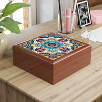 Coral Boho Dreams Jewelry Box! Ceramic Tile Top! Fast and Free Shipping!!!