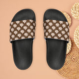 Chocolate Brown Daisy Flower Print Summer Beach Slides, Women's PU Slide Sandals! Free Shipping!!!