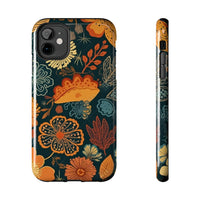 Fall Florals Navy Blue and Orange Tough Phone Cases! Fall Vibes!