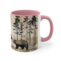 Black Bear Acid Wash Greyscale Accent Coffee Mug, 11oz! Multiple Colors Available! Fall Vibes!