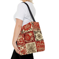 Red and Brown Florals Fall Vibes Tote Bag!