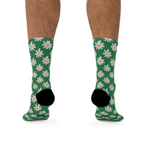 Dark Green Daisy Unisex Eco Friendly Recycled Poly Socks!!! Free Shipping!!! 58% Recycled Materials!