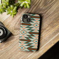 Teal and Brown Aztec Tough Cases! Cellphone Cases! Multiple Sizes Available! Apple iPhone, Samsung Galaxy, and Google Pixel devices!