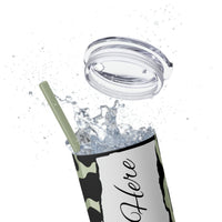 Custom Personalized Cow Printed Skinny Tumbler with Straw, 20oz! Multiple Colors!