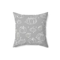 Light Grey and White Polka Dot Pumpkin Square Pillow! Halloween! Fall Vibes!