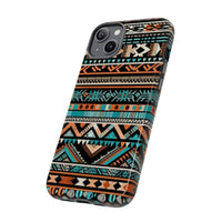 Teal and Orange Aztec Tough Cases! Cellphone Cases! Multiple Sizes Available! Apple iPhone, Samsung Galaxy, and Google Pixel devices!