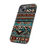 Teal and Orange Aztec Tough Cases! Cellphone Cases! Multiple Sizes Available! Apple iPhone, Samsung Galaxy, and Google Pixel devices!