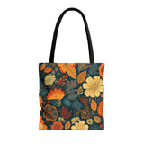 Golden Navy Denim Florals Fall Vibes Tote Bag!