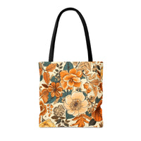 Golden Denim Florals Fall Vibes Tote Bag!