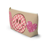 Pink Retro Cream Smiley Accessory Pouch, Check Out My Matching Weekender Bag! Free Shipping!!!