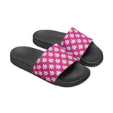 Vibrant Pink Daisy Flower Print Summer Beach Slides, Women's PU Slide Sandals! Free Shipping!!!