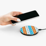 Boho Patchwork Quilt Aqua and Orange Wireless Phone Charger! Free Shipping!!!