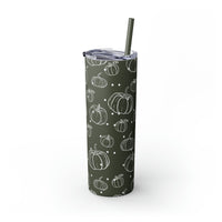 Polka Dot Pumpkin Thanksgiving Fall Vibes Skinny Tumbler with Straw, 20oz! Multiple Colors Available!