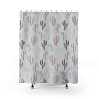 Earth Tone Dainty Cactus Western Print Farmhouse Shower Curtains!