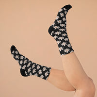 Classic Black Daisy Unisex Eco Friendly Recycled Poly Socks!!! Free Shipping!!! 58% Recycled Materials!