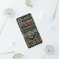 Teal and Orange Aztec Tough Cases! Cellphone Cases! Multiple Sizes Available! Apple iPhone, Samsung Galaxy, and Google Pixel devices!