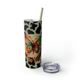 Your So Golden Butterfly Cow Printed Skinny Tumbler with Straw, 20oz! Multiple Colors!