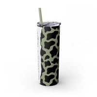 Teacher Life Cow Printed Skinny Tumbler with Straw, 20oz! Multiple Colors!