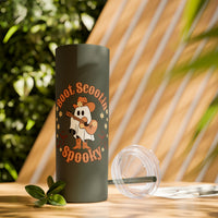 Boot Scootin Spooky Retro Ghost Printed Skinny Tumbler with Straw, 20oz! Multiple Colors! Halloween!