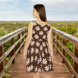 Brown Daisy's Print Women's Fit n Flare Dress! Free Shipping!!! New!!! Sun Dress! Beach Cover Up! Night Gown! So Versatile!