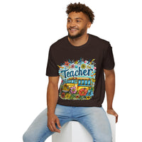 The Teacher Floral School Bus Unisex Graphic Tees! All New Heather Colors!!! Free Shipping!!! Back To School!