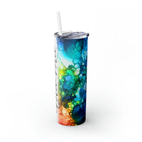 Mama Rainbow Alcohol Ink Printed Skinny Tumbler with Straw, 20oz! Mothers Day!