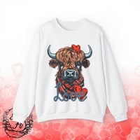 Valentines Day Highlander Cow Love Unisex Sweatshirt! Retro! Plus Sizes Available!