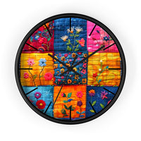 Boho Floral Quilt in Navy and Pink Print Wall Clock! Perfect For Gifting! Free Shipping!!! 3 Colors Available!
