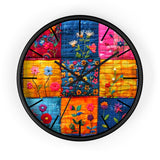 Boho Floral Quilt in Navy and Pink Print Wall Clock! Perfect For Gifting! Free Shipping!!! 3 Colors Available!