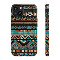 Teal and Orange Aztec Tough Cases! Cellphone Cases! Multiple Sizes Available! Apple iPhone, Samsung Galaxy, and Google Pixel devices!