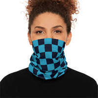 Black and Aqua Blue Plaid Lightweight Neck Gaiter! 4 Sizes Available! Free Shipping! UPF +50! Great For All Outdoor Sports!