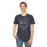 Valentines Day Heart Star Eye Smiley Face Unisex Graphic Tee! All New Heather Colors!!!