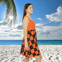 Light Orange Plaid and Black Print Women's Fit n Flare Dress! Free Shipping!!! New!!! Sun Dress! Beach Cover Up! Night Gown! So Versatile!