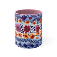 Boho Tropical Watercolor Florals Accent Coffee Mug, 11oz! Free Shipping! Great For Gifting! Lead and BPA Free!