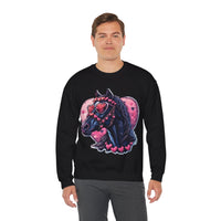 Valentines Day Black Horse Pink Hearts Unisex Sweatshirt! Retro! Free Shipping!!!