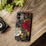 White and Red Roses Gothic Inspired Halloween Tough Phone Cases! Fall Vibes!