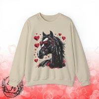 Valentines Day Black Horse Red Hearts Edition Unisex Sweatshirt! Retro! Free Shipping!!!