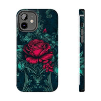 Stained Glass Teal and Roses Gothic Inspired Halloween Tough Phone Cases! Fall Vibes!