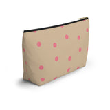 Cream Pink Polka Dot Accessory Pouch, Check Out My Matching Weekender Bag! Free Shipping!!!