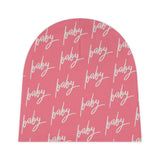 Pink Baby Beanie in Cursive! Free Shipping! Great for Gifting!