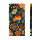 Fall Florals Navy Blue and Orange Tough Phone Cases! Fall Vibes!