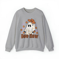 Boo Haw Retro Ghost Unisex Heavy Blend Crewneck Sweatshirt! Halloween! Fall Vibes!