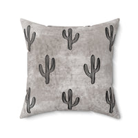 Western/Boho Acid Wash Grey Cactus Square Pillow!