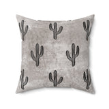 Western/Boho Acid Wash Grey Cactus Square Pillow!