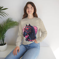 Valentines Day Black Horse Pink Hearts Unisex Sweatshirt! Retro! Free Shipping!!!