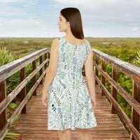 White Greenery Print Women's Fit n Flare Dress! Free Shipping!!! New!!! Sun Dress! Beach Cover Up! Night Gown! So Versatile!