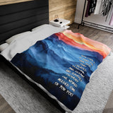 Velveteen Plush Blanket - Sunset with Inspirational Quote! The World Needs One of You!