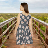 Grey Daisy's Print Women's Fit n Flare Dress! Free Shipping!!! New!!! Sun Dress! Beach Cover Up! Night Gown! So Versatile!